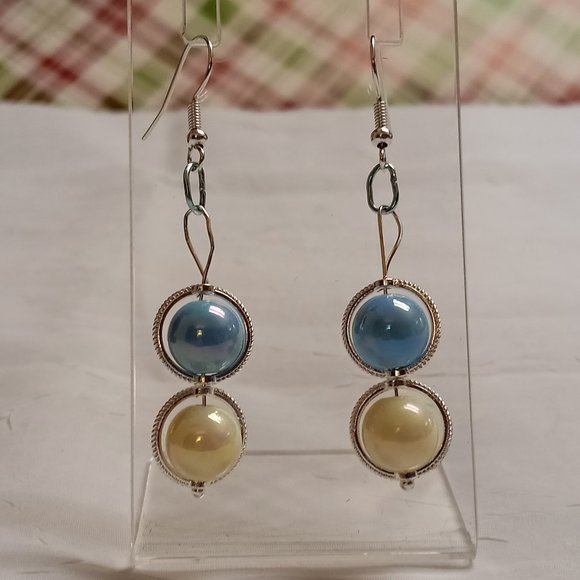 Steel Homemade Hand Crafted Dangled Earrings with Acrylic Beads #58 - Picture 5 of 14